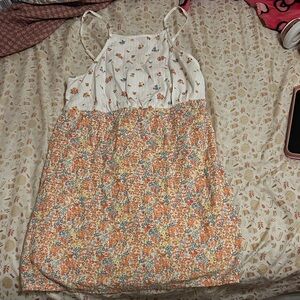 American Eagle Outfitters Floral Backless Dress - White and Orange